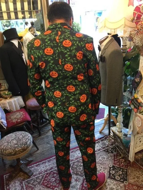 Man in colourful Halloween themed suit