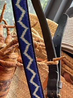 Blue snake skin effect beaded belt