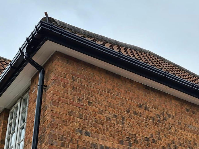 house with black guttering