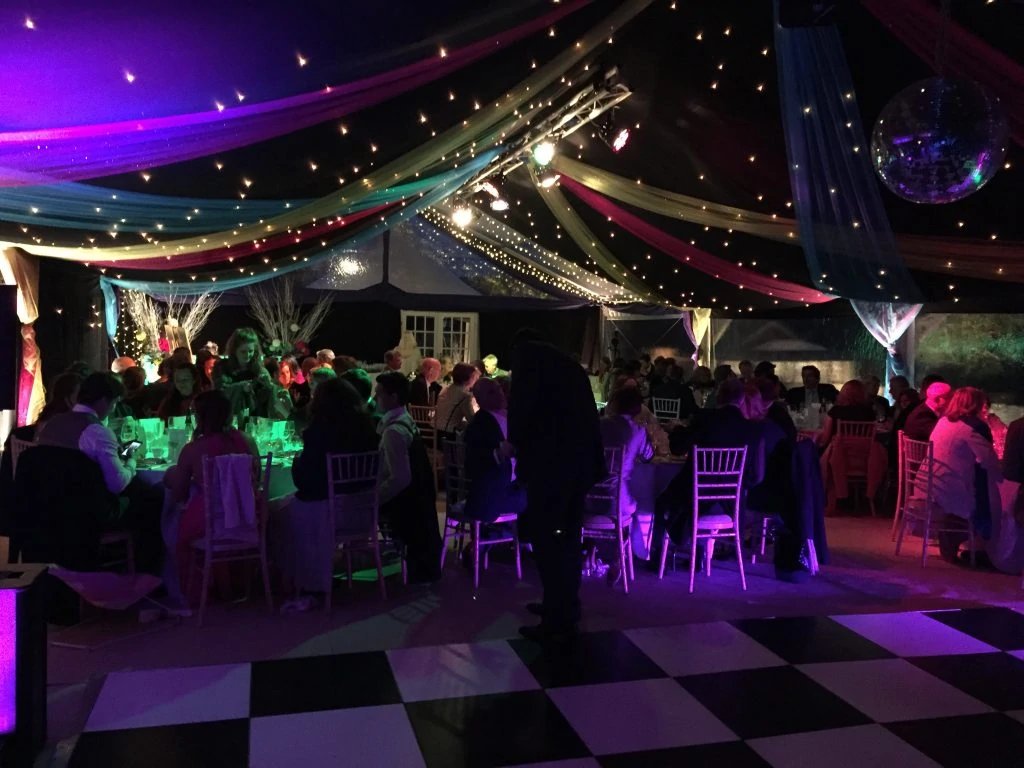 Night party venue with coloured lighting