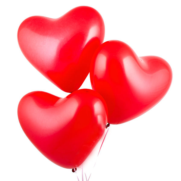 Миниатюра: Шар Сердце 10" (25 см) красное, белое, розовое  пастель