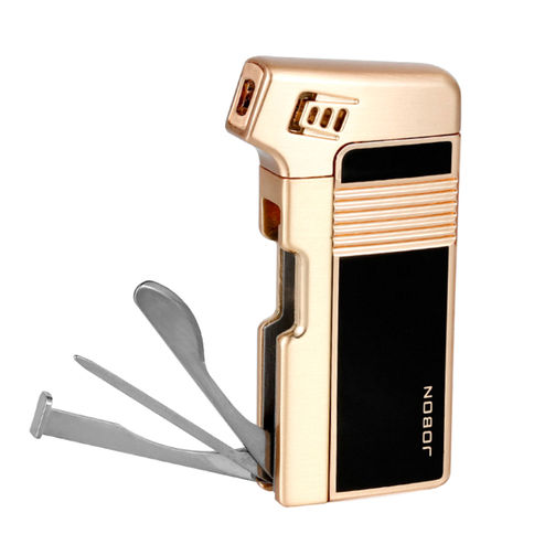 Jobon Gas Jet Lighter With Pipe Tools Gold