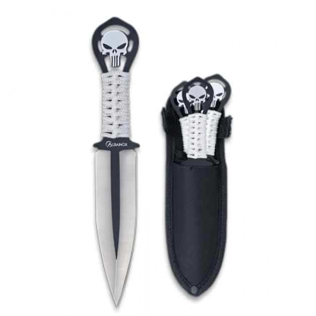 Albainox Skull Cord Wrapped Handle With Set Of 3 Throwers