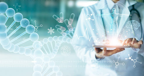 Medicine doctor touching electronic med