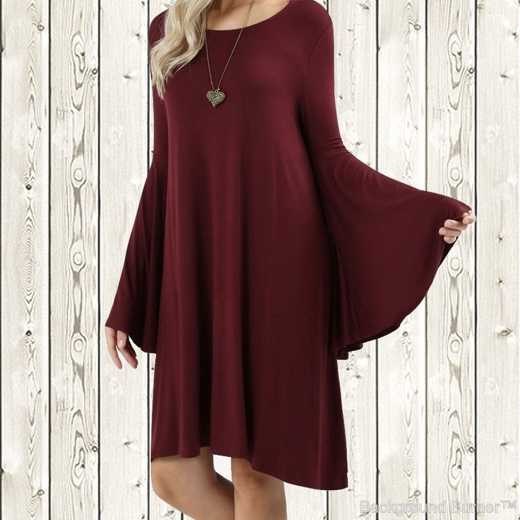 Belle Sleeve Dress (black, burgundy, burnt orange)