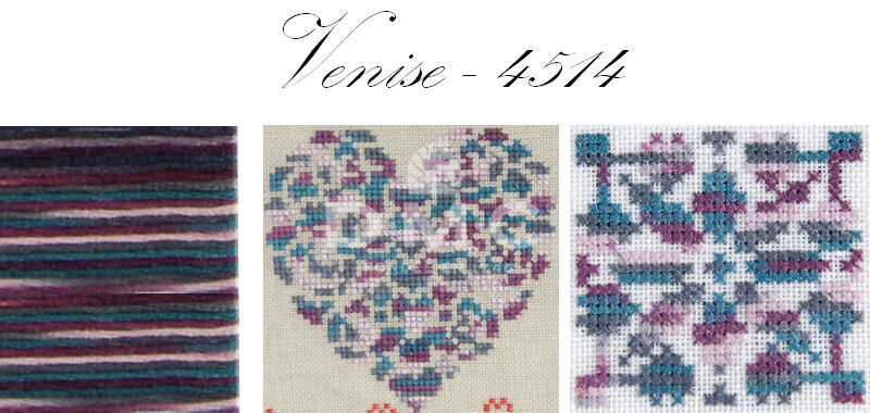 Miniature : Fil à broder 4514 Venise Coloris 6 brins DMC Bleu Cobalt Bordeaux Rose Gris