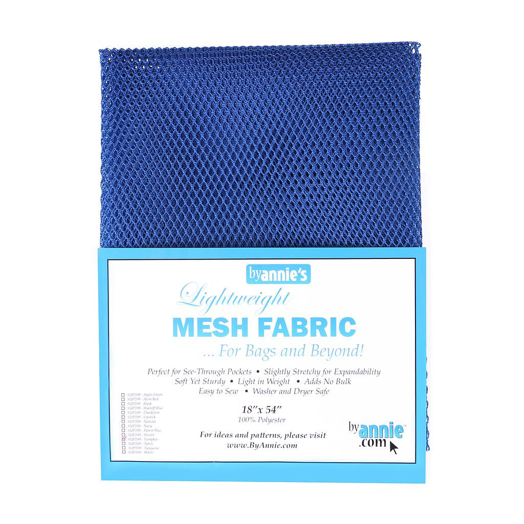 filet mesh bleu roi pochette étiquette bleu et blanche lettrage bleu ciel