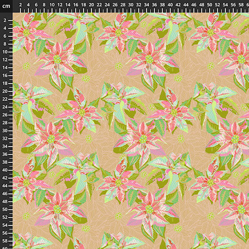 fleur poinsettia sur fond beige sur un tissu anna maria