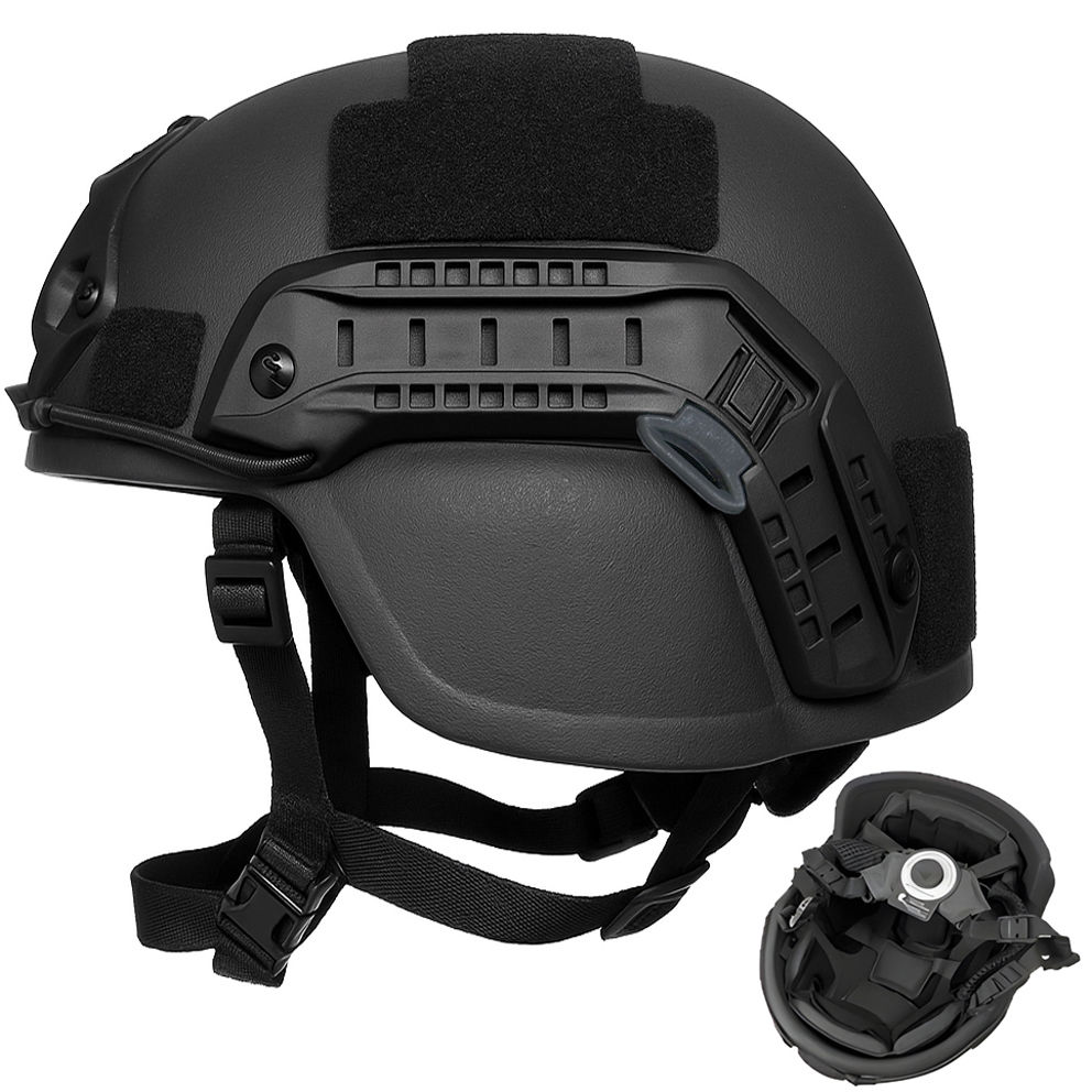 Cască tactică balistică MICH NIJ IIIA, Material PE - Negru