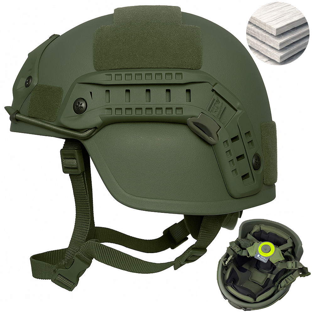 Cască tactică balistică MICH NIJ IIIA, Material PE - Verde