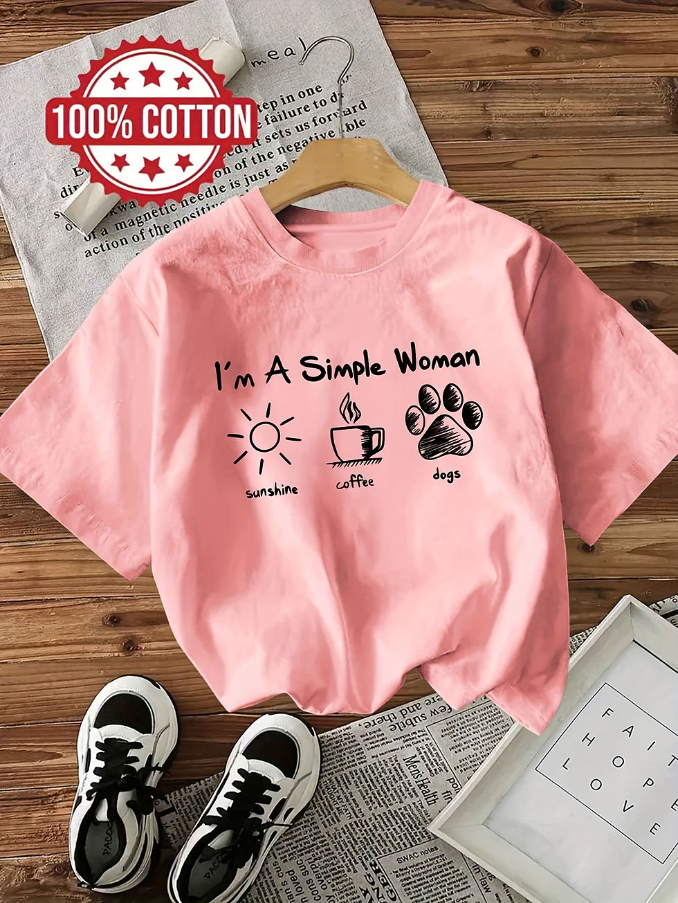 Thumbnail: Women's Everyday Casual T-Shirt - Funny Coffee Lover Graphic Tee - White Women's