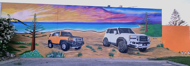 completed-day2-Waikiki-Rockingham-Warnbro-Shoalwater-Mural-outside-large scale-cars-automo
