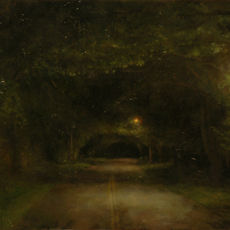 Dark Summer Night oil portrait painted by Nick Weber in artist's studio at Starrett Lehigh building Chelsea 