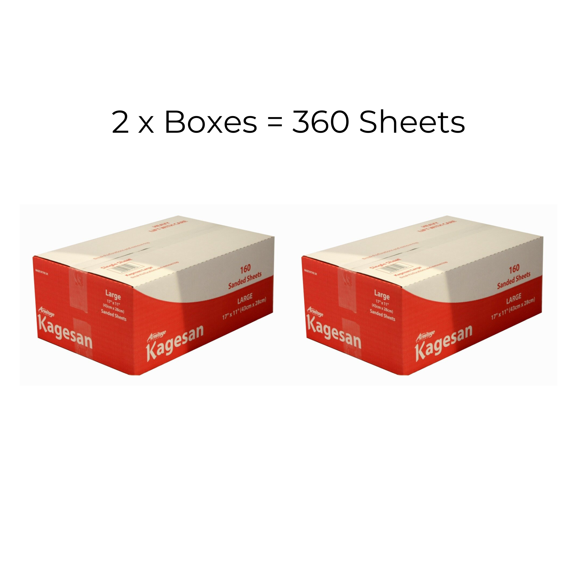 Kagesan Bulk Sand Sheets Large 43 x 28cm x 160 Sheets x 2 Red Boxes