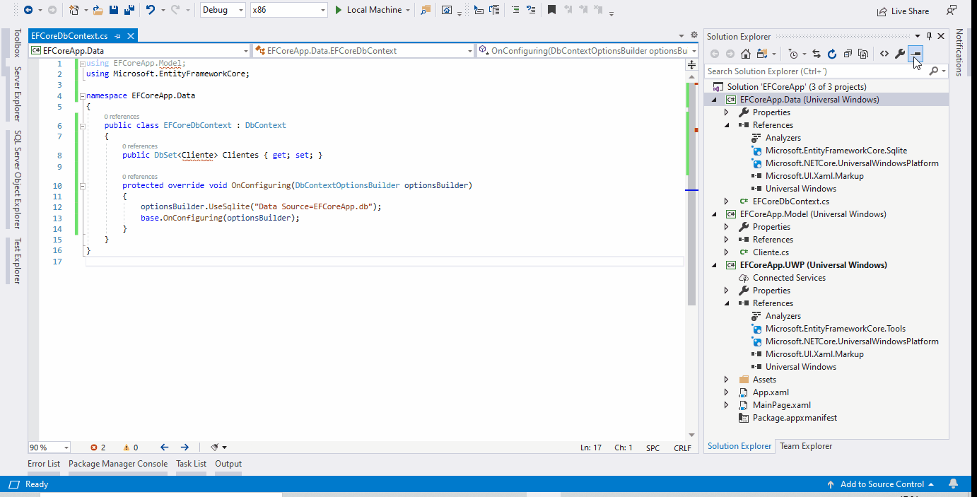 EF Core en una aplicación UWP