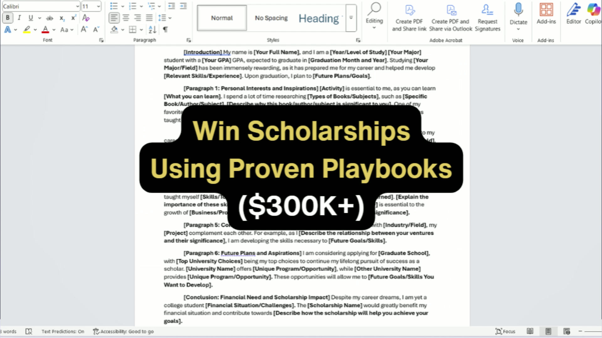 Scholarship Playbooks Used to Win a $300K Full-Ride & 83% (5/6) of Applications