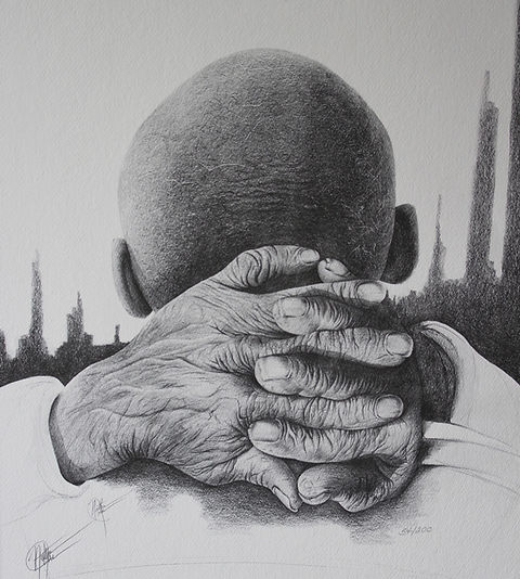 reflection drawing with pencil