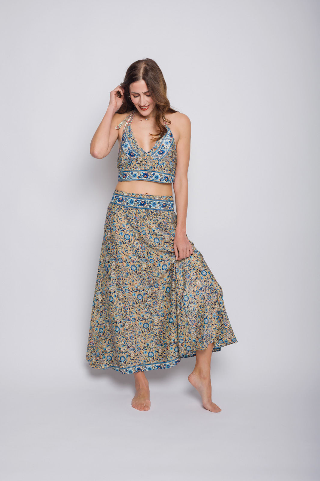 Mango long high-waisted skirt
