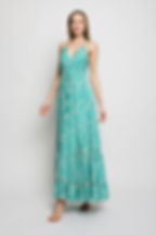 Felicity uffled Printed V-Neckline Maxi Dress
