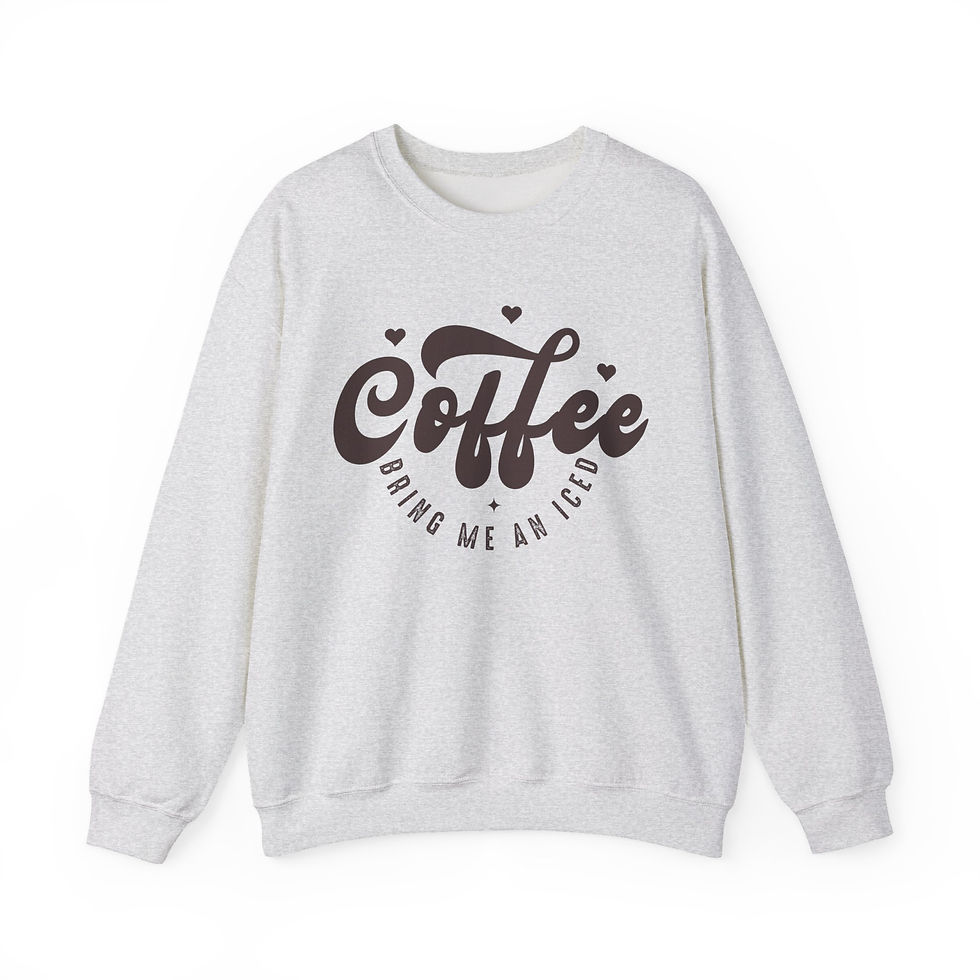 Thumbnail: Coffee Bring Me An Iced Front Print Long Sleeve Unisex Crewneck Sweatshirt