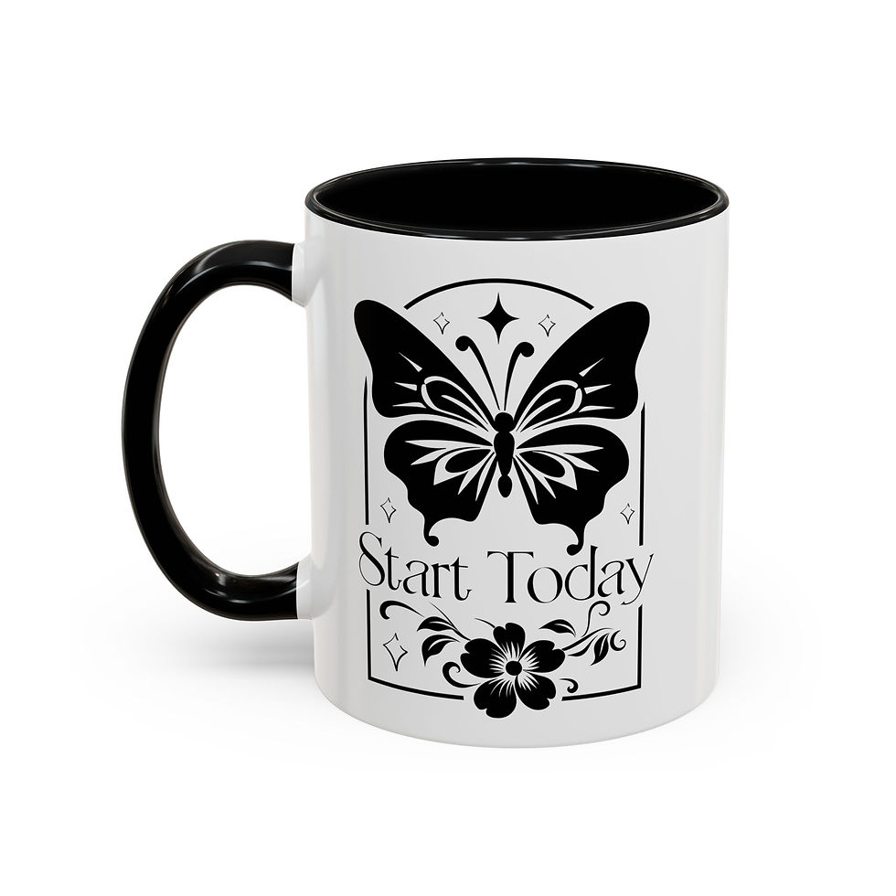 Thumbnail: Start Today Boho Butterfly Print Accent Coffee Mug (11, 15oz)