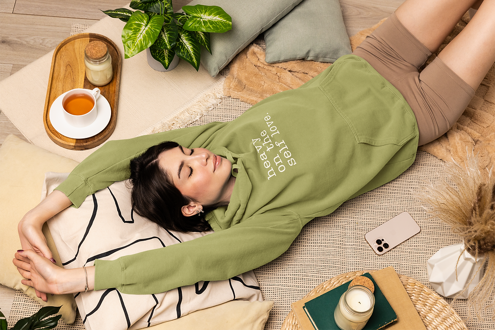 Heavy On Self Love Long Sleeve Front Print Unisex Hooded Sweatshirt