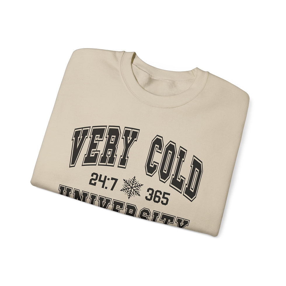 Thumbnail: Very Cold University Front Print Long Sleeve Unisex Crewneck Sweatshirt