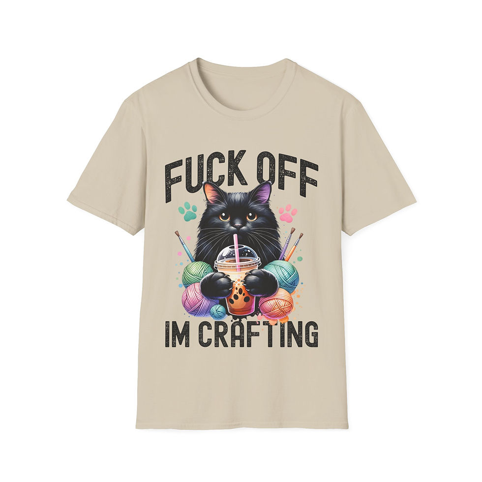 Thumbnail: F*ck Off Im Crafting Cute Cat Print Short Sleeve Unisex Softstyle T-Shirt