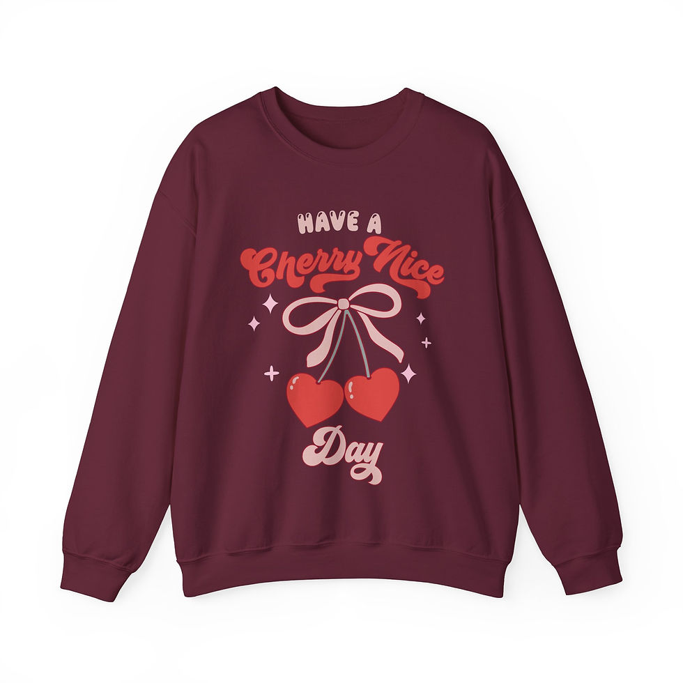 Thumbnail: Coquette Style Have A Cherry Nice Day Girly Print Unisex Crewneck Sweatshirt