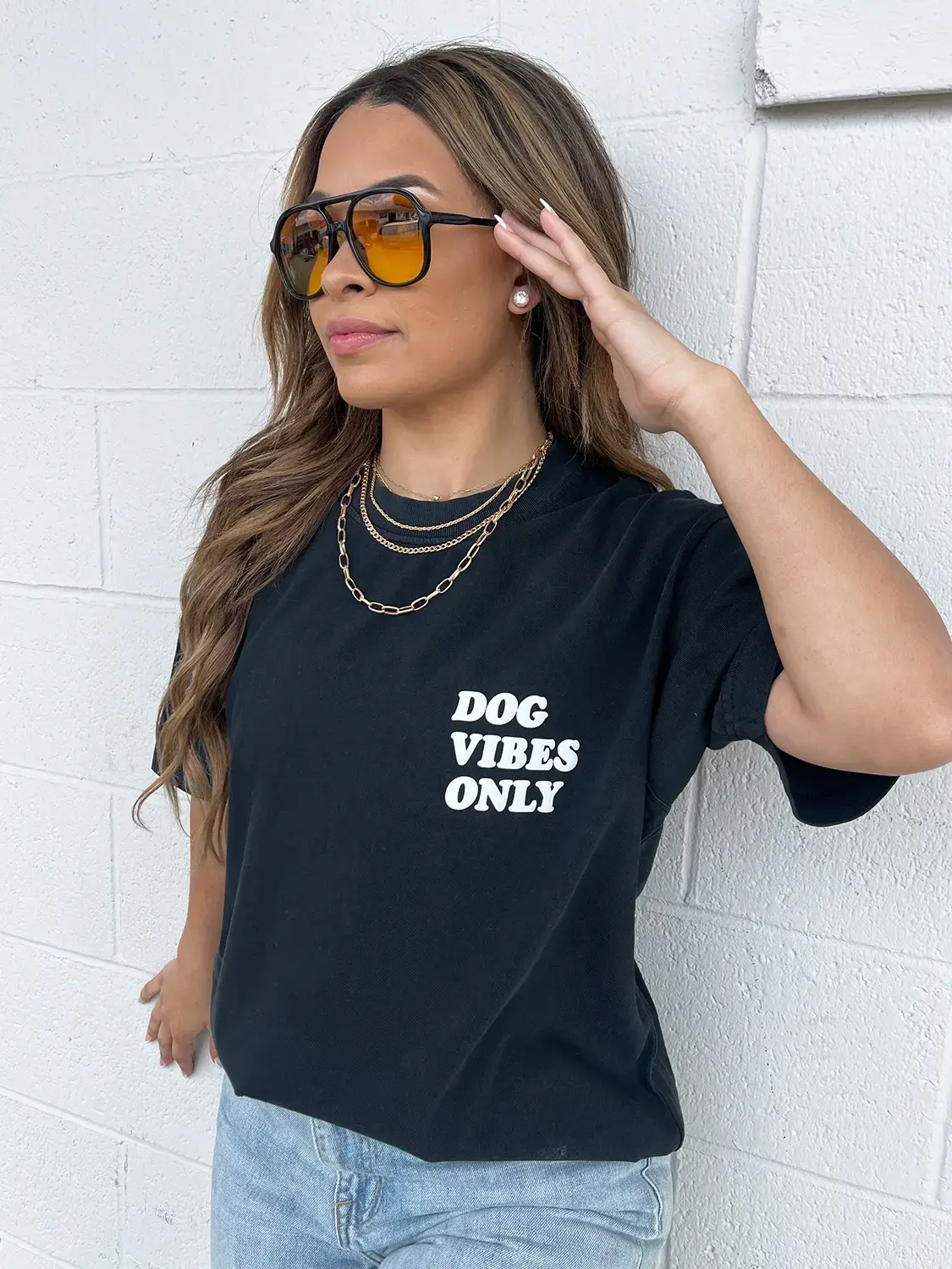 Dog Vibes Only Side Front Print Short Sleeve Unisex Softstyle T-Shirt