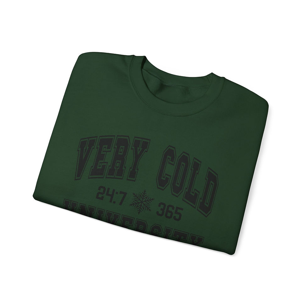 Thumbnail: Very Cold University Front Print Long Sleeve Unisex Crewneck Sweatshirt