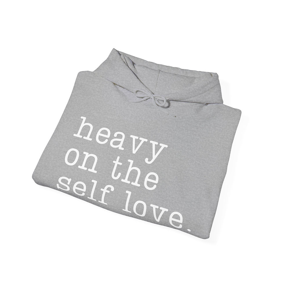 Thumbnail: Heavy On Self Love Long Sleeve Front Print Unisex Hooded Sweatshirt
