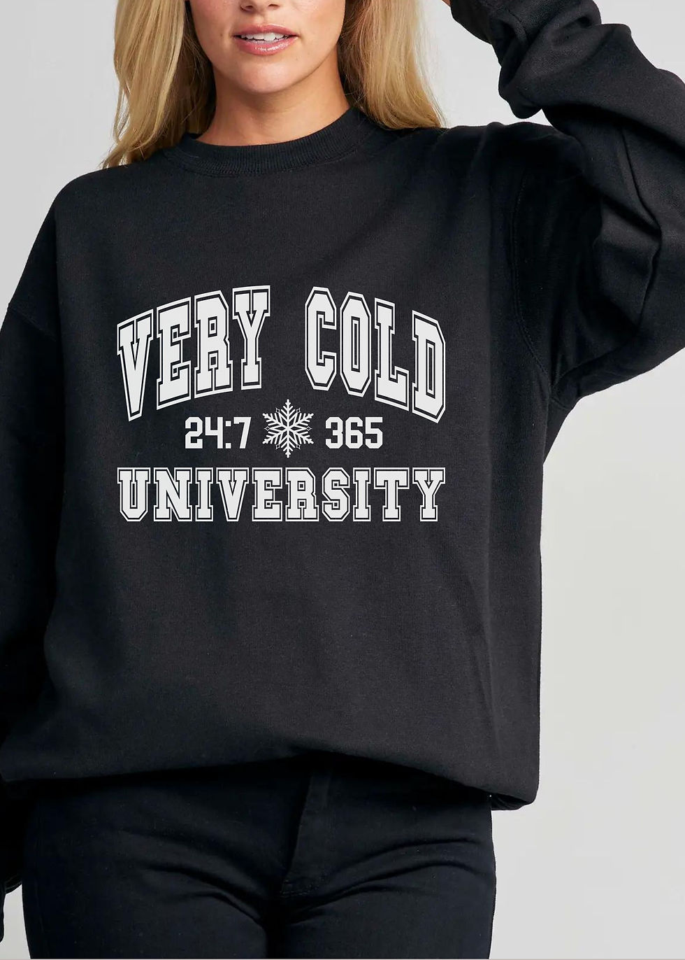 Very Cold University Long Sleeve Front Print Unisex Crewneck Sweatshirt