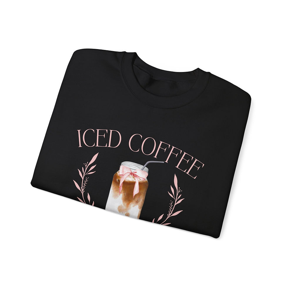Thumbnail: Coquette Style Iced Coffee Social Club Girly Print Unisex Crewneck Sweatshirt