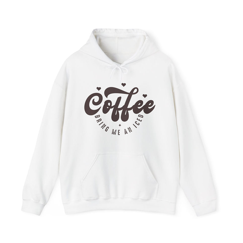 Thumbnail: Coffee Bring Me An Iced Front Print Unisex Long Sleeve Hooded Sweatshirt