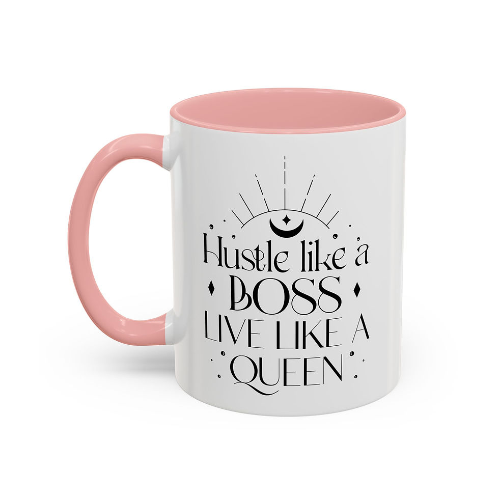 Thumbnail: Hustle Like A Boss Live Like A Queen Boho Print Accent Coffee Mug (11, 15oz)