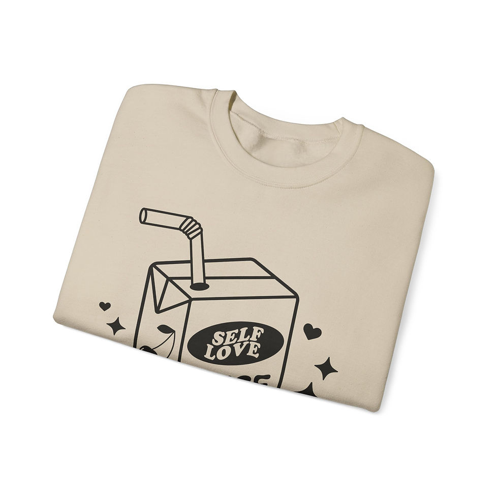 Thumbnail: Self Love Juice Box Front Print Long Sleeve Unisex Crewneck Sweatshirt