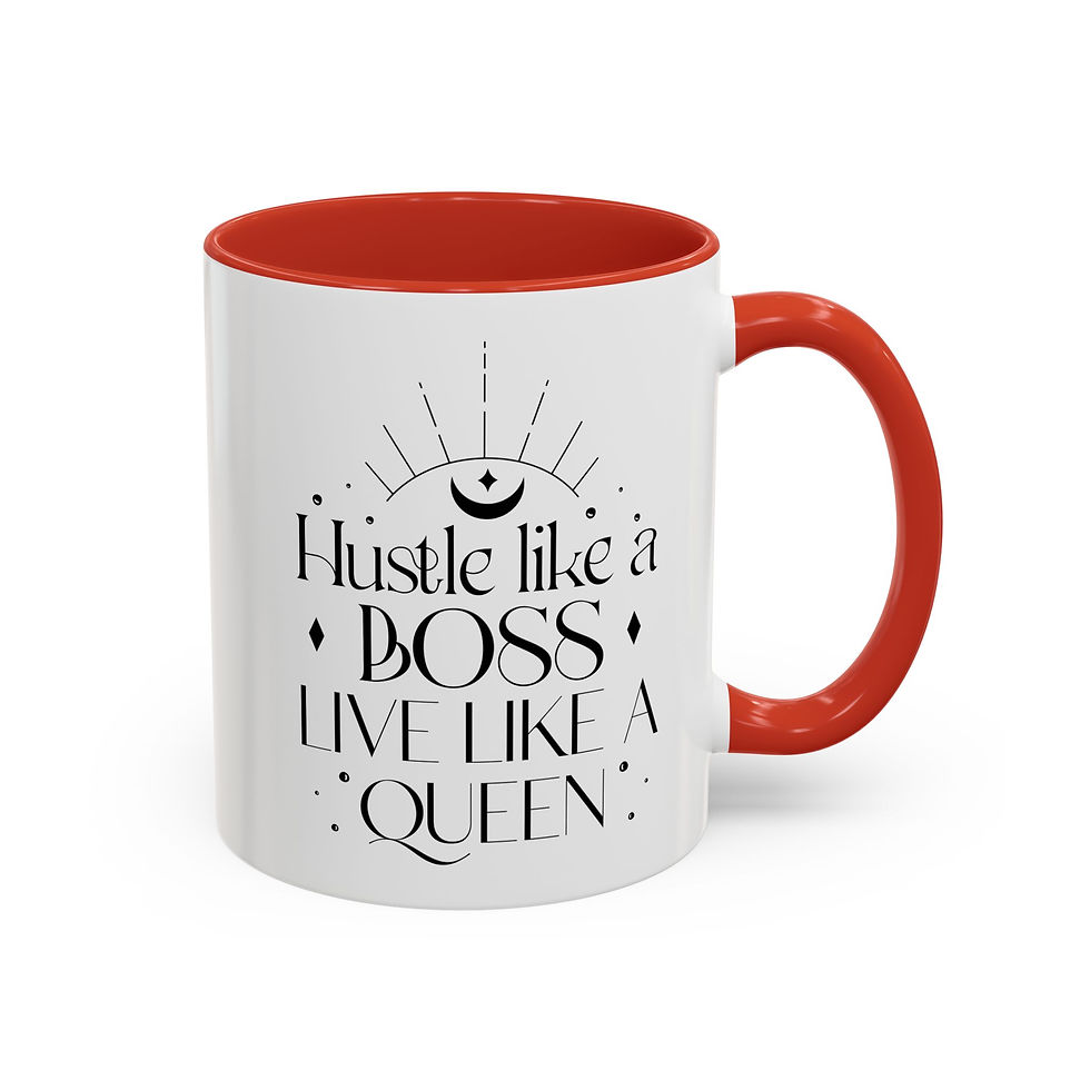 Thumbnail: Hustle Like A Boss Live Like A Queen Boho Print Accent Coffee Mug (11, 15oz)
