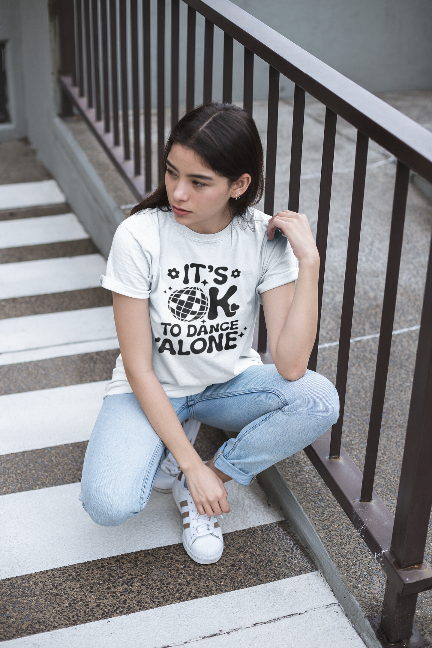 It's Okay To Dance Alone Front Print Short Sleeve Unisex Softstyle T-Shirt