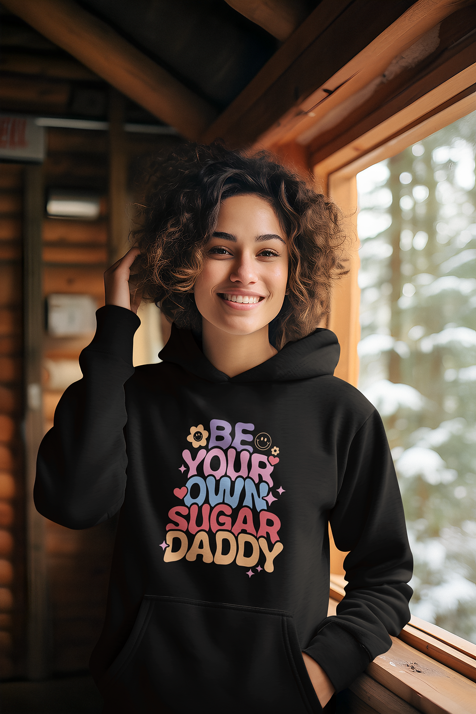 Be Your Own Sugar Daddy Long Sleeve Unisex Front Print Hooded Sweatshirt