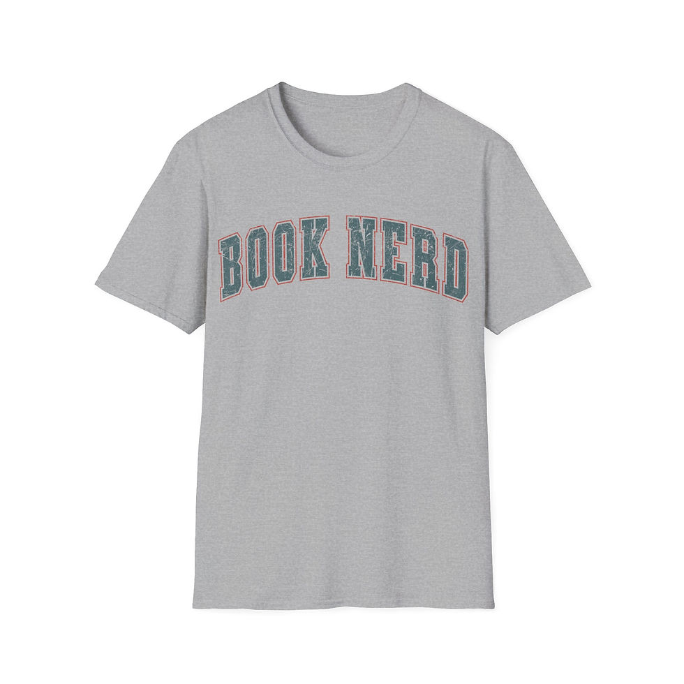 Thumbnail: Book Nerd Varsity Print Short Sleeve Unisex Softstyle T-Shirt