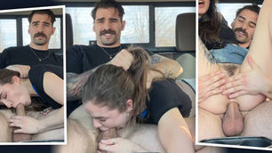Sexy Former TV Star pounds a lucky girl in the car