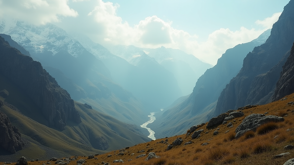 Eye-level view of a breathtaking mountain landscape in Peru