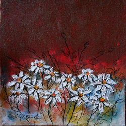 j. Field of Flowers _ Oil and acrylic on tar paper 35x35