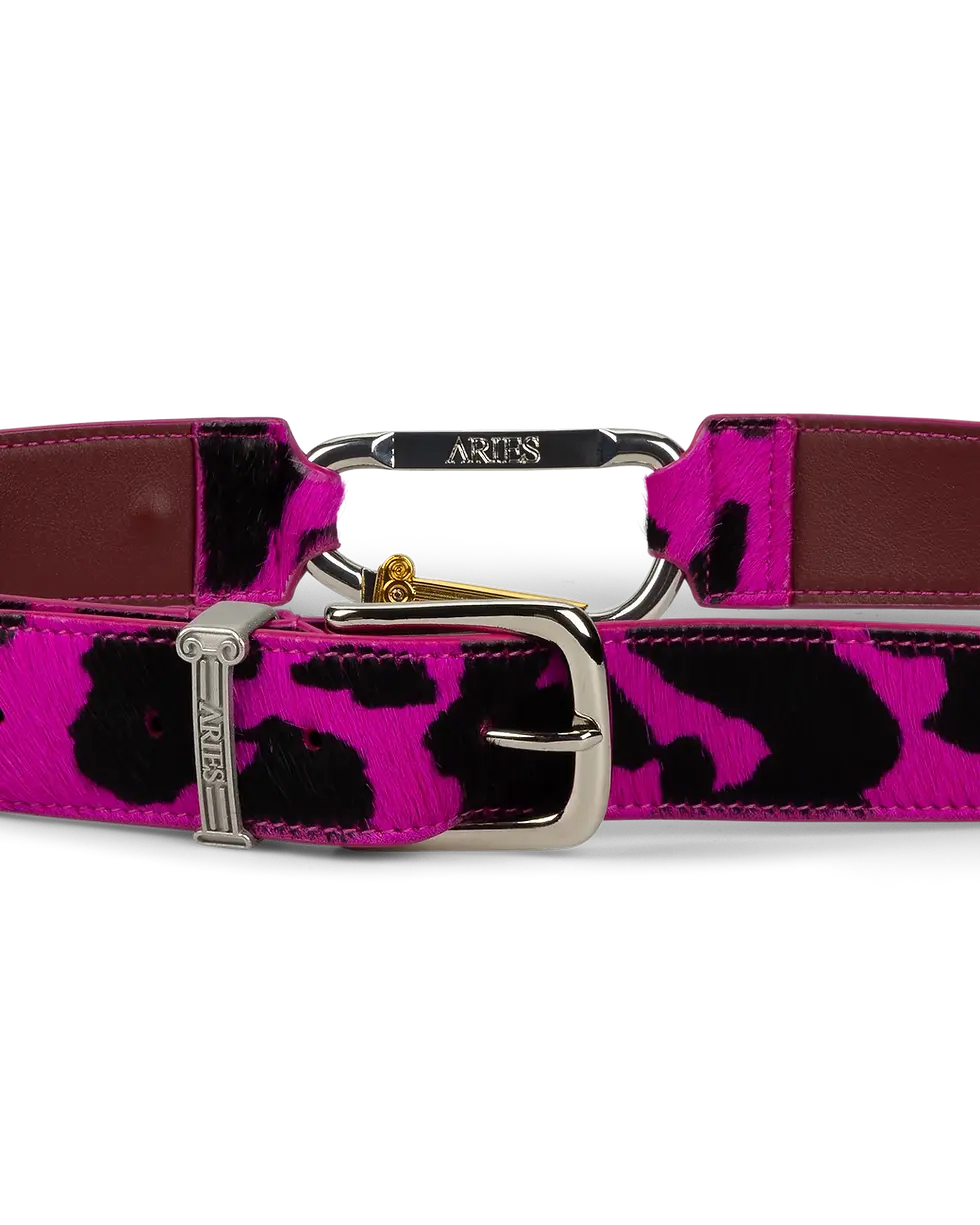 Thumbnail: ARIES / Cow Print Pony Mazzo Belt / Pink