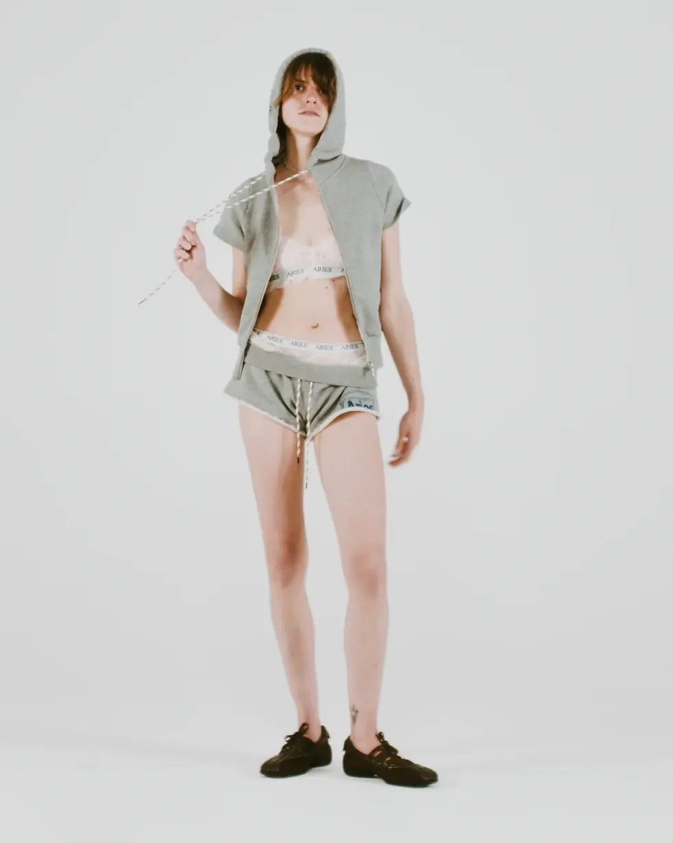 Thumbnail: ARIES / Angel of Nothing SS Hooded Zip Thru / Grey Marl