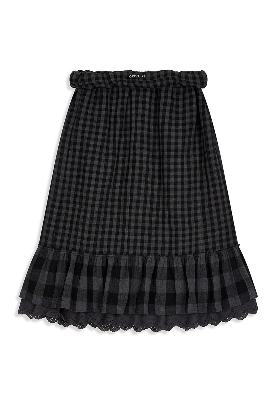 OPEN YY / ROLLED WAIST TIERED SKIRT / BLACK | THE FOUR-EYED SHOP