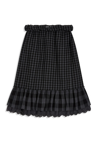 OPEN YY / ROLLED WAIST TIERED SKIRT / BLACK | THE FOUR-EYED SHOP