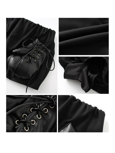 スカート Nodress black Leather Boxing Glove Skirt Nodress ノードレス SS25 BLACK FAUX LEATHER BOXING GLOVE MINI