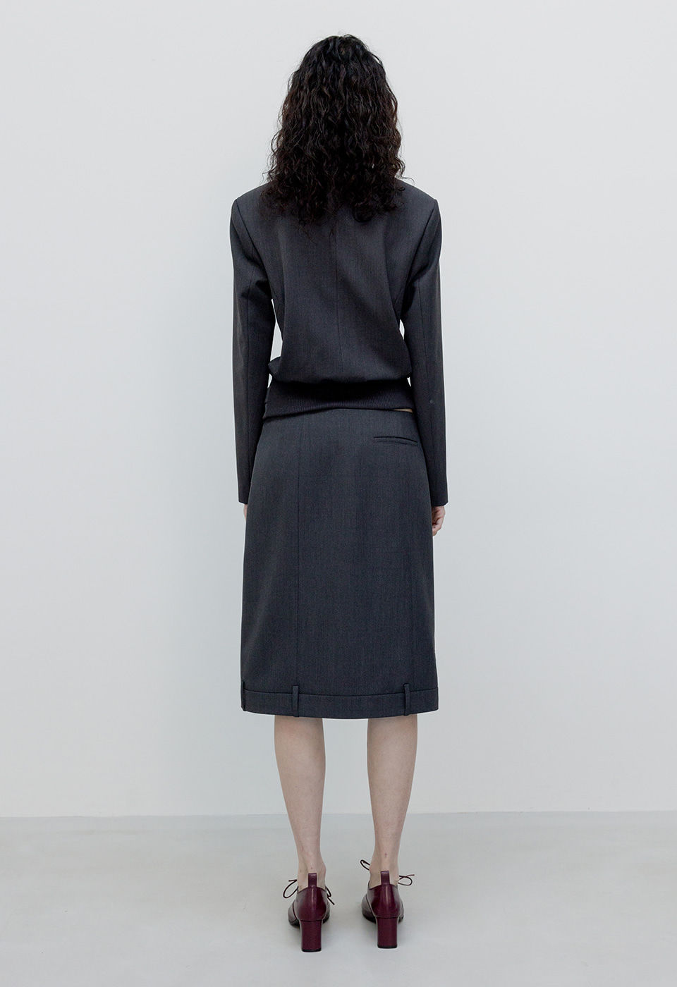 Thumbnail: OPEN YY / WOOL DOUBLE-BREASTED BLAZER / CHARCOAL